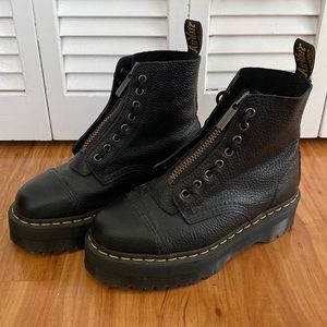Dr. Martens Black Leather Zip Lace Boots
